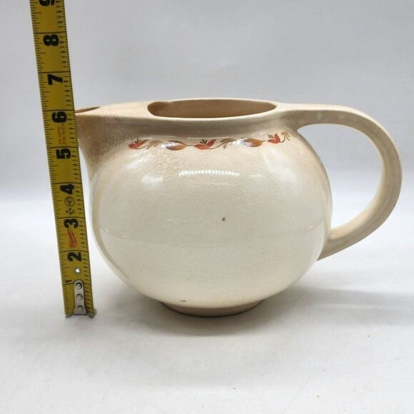Vintage 1940's Universal Cambridge Glazed Pottery Pitcher Age Cracks in Glaze - Picture 10 of 11